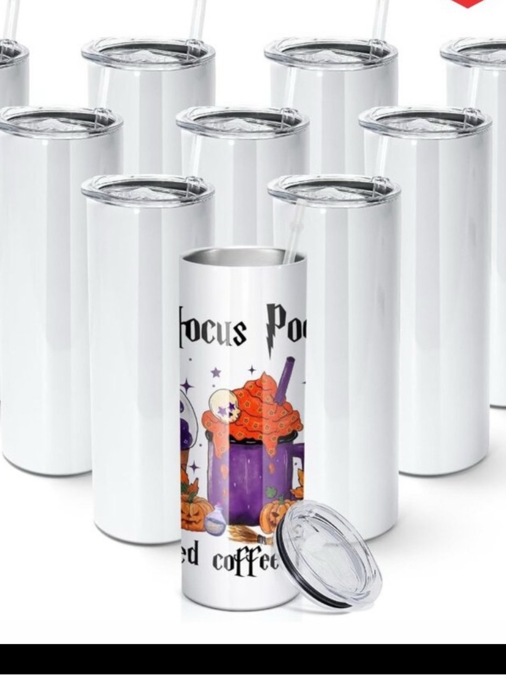 10 pack 20oz Sublimation Tumblers w/Plastic Straws and Lids